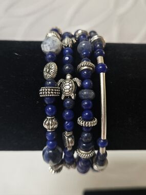 " Phoebe" Handcrafted Blue Beaded Bracelet 10